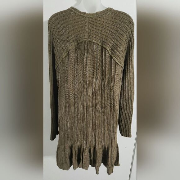 Free People Baby Doll V-neck Sweater Olive size M - Picture 3 of 8